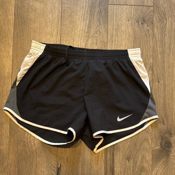 Nike Black and White Athletic Shorts with Curved Hem - Picture 1 of 2